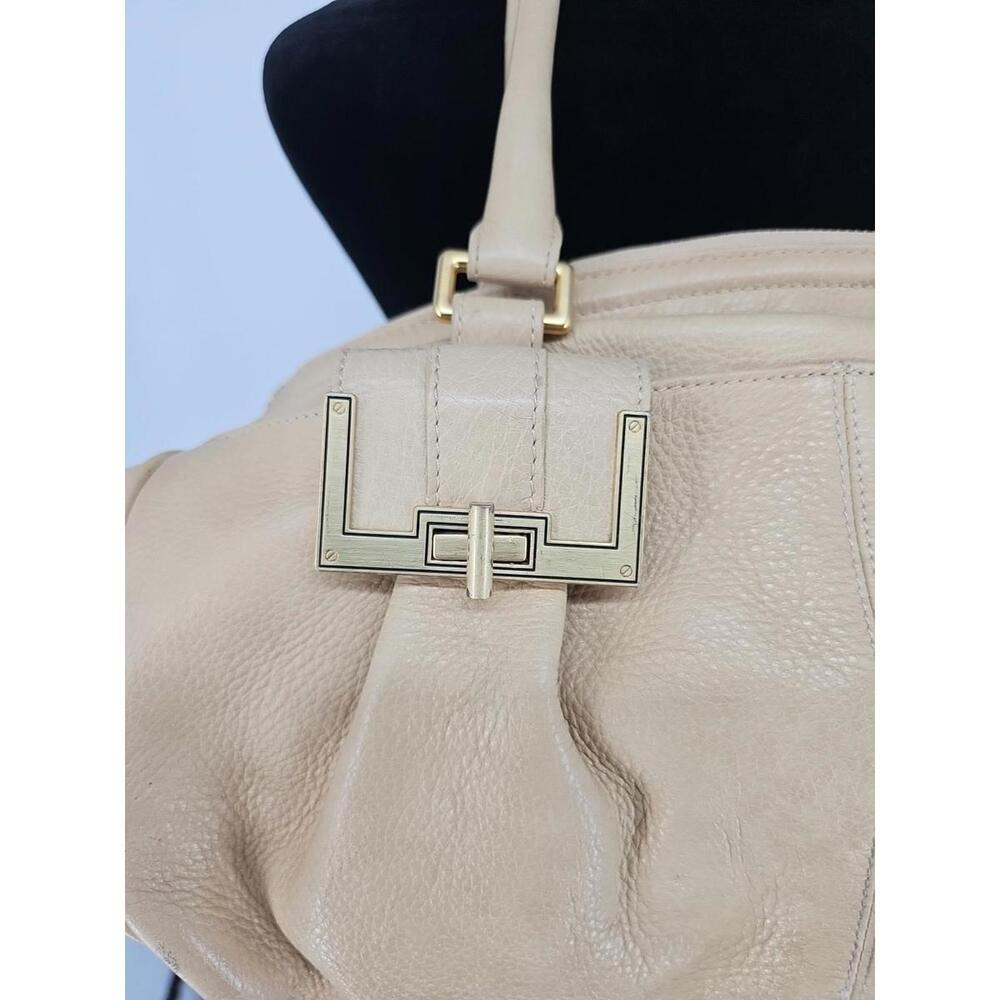 Brahmin Satchel Bag Vintage Retro Glam Tan Pebbled Leather Double Handle Handbag - Picture 2 of 9